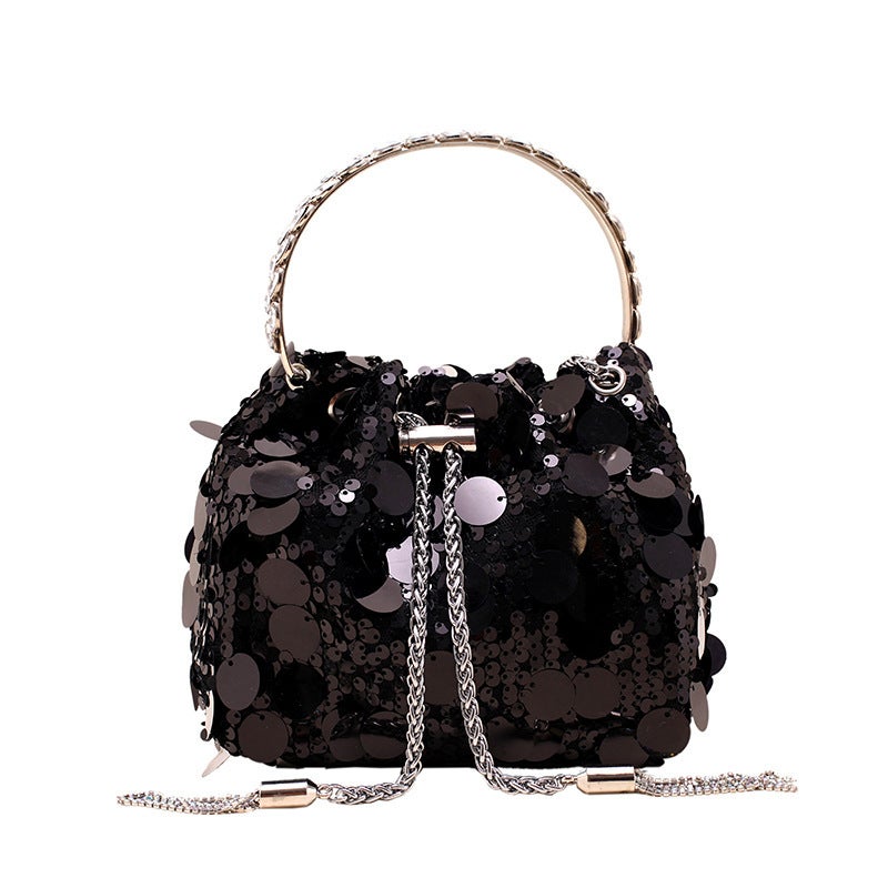 Handbag Bucket Bag Niche Light Luxury Sequin Tassel Bag 2026 New Evening Chain Shoulder Crossbody Bag For Women - Image 1