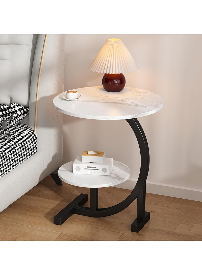 DubaiGallery 1pc Light Luxury Side Table, C Shaped End Table For Couch, Sofa And Bed, Small Desktop C Table For Living Room, Bedroom - Image 4