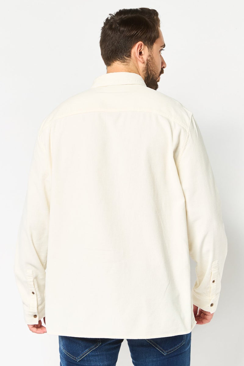 Celio Men Regular Fit Long Sleeve Textured Shirts, Off White - Image 4