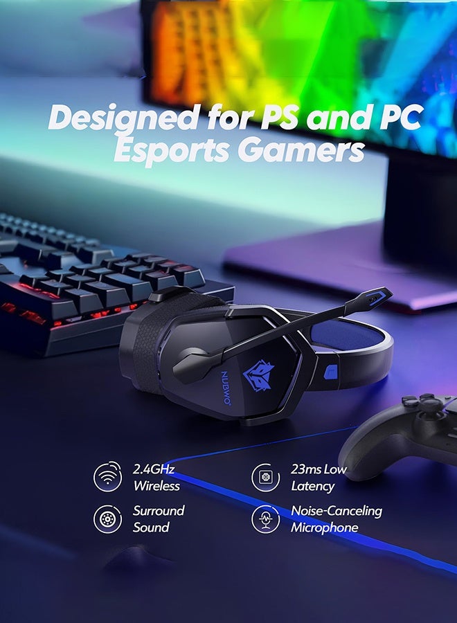 NUBWO Wireless Gaming Headset with Microphone for PS5, PS4, PC, Mobile, Switch: 2.4GHz Wireless + Bluetooth - 100 Hr Battery - 50mm Drivers - Image 2