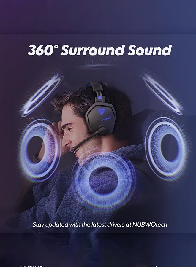 NUBWO Wireless Gaming Headset with Microphone for PS5, PS4, PC, Mobile, Switch: 2.4GHz Wireless + Bluetooth - 100 Hr Battery - 50mm Drivers - Image 4