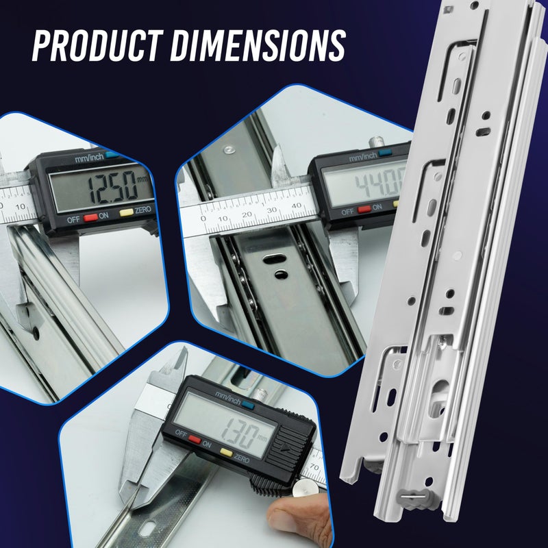 OURSHOM 12 Inch Drawer Slides 1 Pairs (2pcs) Heavy Duty Full Extension Ball Bearing, Side Mount Drawer Rails, 12" Drawer Slide Glides for Dresser, Cabinet, Kitchen - Draw slides Sliders 100LB Capacity - Image 3