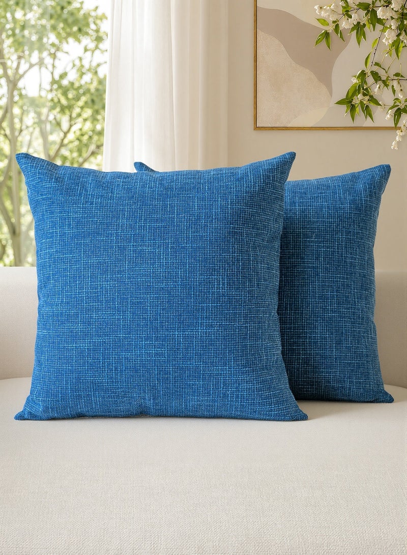 a moment Set of 2 Nayy Blue Linen-Look  Decorative Throw Pillow Covers 20 x 20 Inch Farhouse Pillow Covers with Cross for Couch Sofa Bed Living Rmoom Home Decor - Image 1