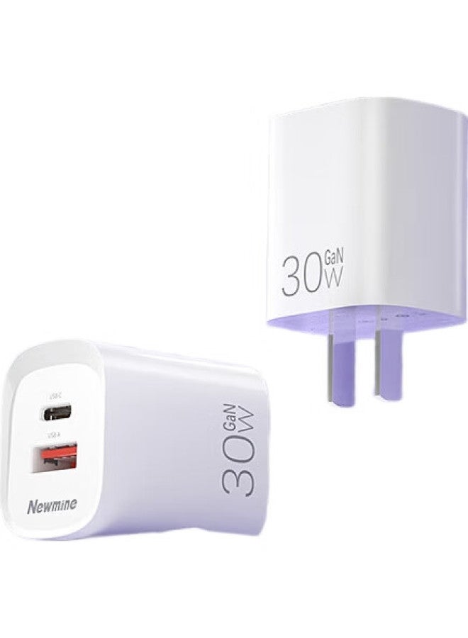 Newmine 30W Gan Pd Fast Charger, Usb+Type-C Dual Port Charger, Compatible With 27/20W/18W, Supports Iphone 15/14/13/Tables, White - Image 2