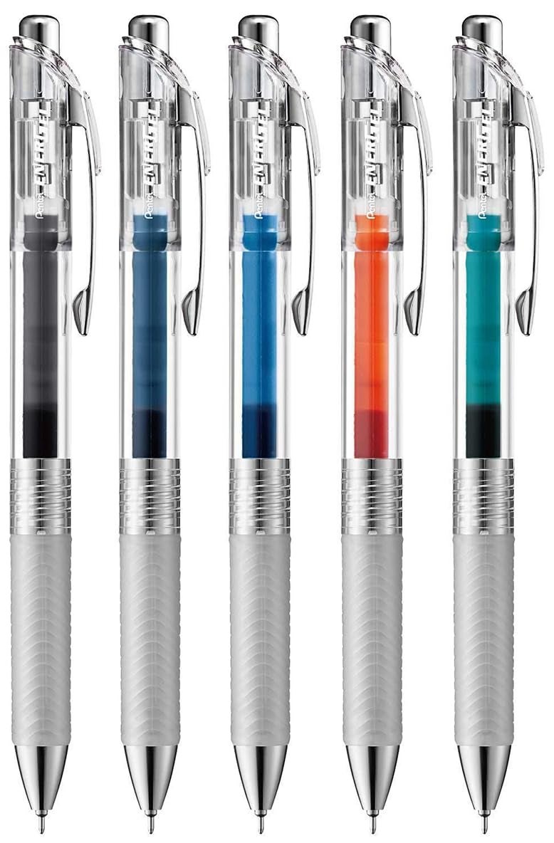 Pentel EnerGel Ink Ballpoint Pen, 0.02 inches (0.5 mm), 5 Colors - Image 1
