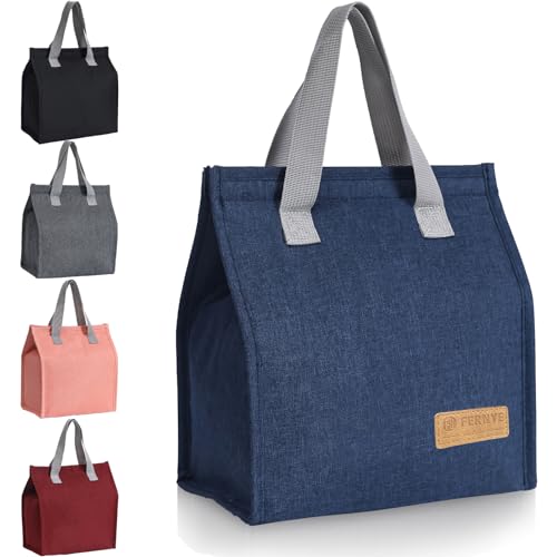 FERNYE Lunch Bag for Women/Men,Waterproof Reusable Portable Lunch Tote,Lunch Box Bag.Thermal Cooler Bag Ideal for Work/Party/l/Travel/Picnic (Light Blue) - Image 1
