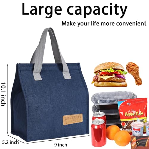 FERNYE Lunch Bag for Women/Men,Waterproof Reusable Portable Lunch Tote,Lunch Box Bag.Thermal Cooler Bag Ideal for Work/Party/l/Travel/Picnic (Light Blue) - Image 3