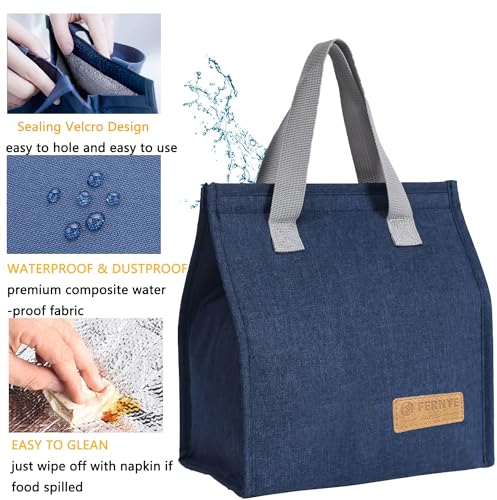 FERNYE Lunch Bag for Women/Men,Waterproof Reusable Portable Lunch Tote,Lunch Box Bag.Thermal Cooler Bag Ideal for Work/Party/l/Travel/Picnic (Light Blue) - Image 5