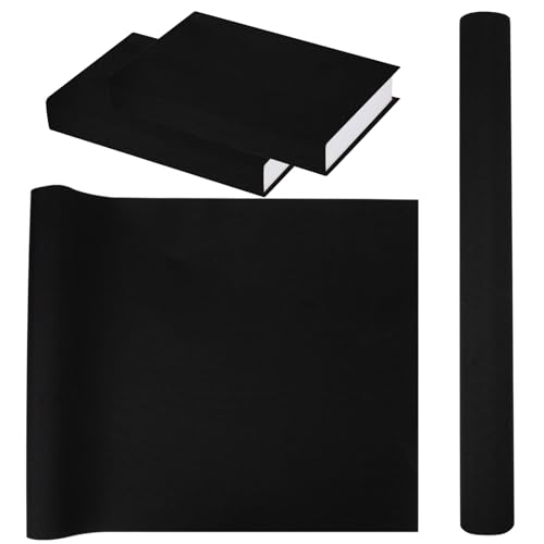 Fuceury Book Cloth for Book Binding 57×17 Inch Black Fabric Surface Paper Backed Book Cover - Image 1