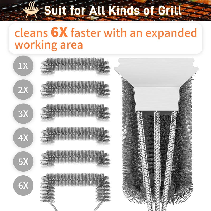 PePeng Grill Brush and Scraper-18 Adjustable Handle Safe BBQ Grill Brush for Outdoor Grill-Deep BBQ Clearning Brush wih Bottle Operner Extra Strong Grill Cleaner Accessories for Gas/Charcoal Grilling Grates - Image 5