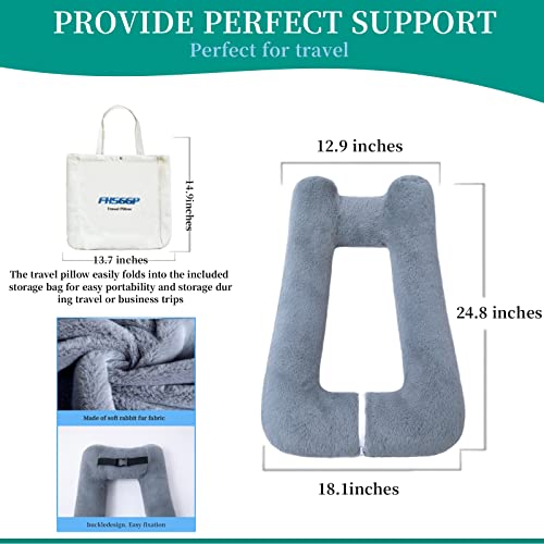 FHSGGP Travel Pillow Upgraded Version of Aircraft Travel Neck Pillow with Storage Bag, Sleep Pillows for Travel by Train, Car, or Plane, Supporting the Head and Body, Travel Pillow for Kids Grey - Image 3
