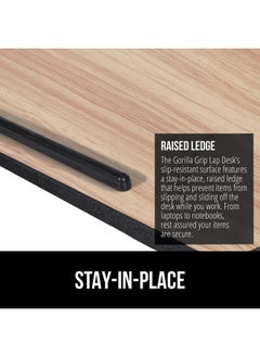 Gorilla Grip Laptop Lap Desk With Phone Holder, Pillow Cushion Desks Fit Laptops Up To 15.6", Tray Ledge Keep Computers In Place, Portable Travel Workstation Essentials For Home, Light Wood Color  - Image 3