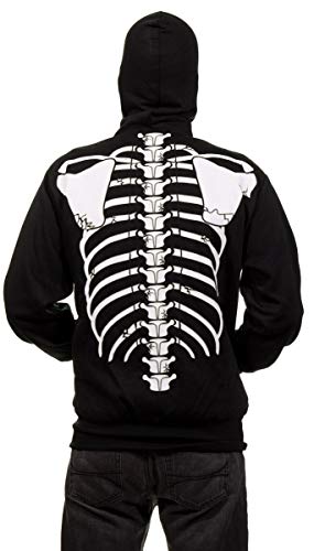 Calhoun Men's Glow in The Dark Skeleton Costume Zip Hoodie (Black, Large) - Image 2