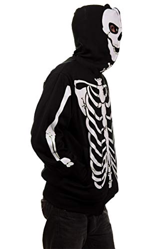 Calhoun Men's Glow in The Dark Skeleton Costume Zip Hoodie (Black, Large) - Image 4