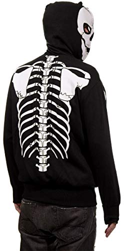 Calhoun Men's Glow in The Dark Skeleton Costume Zip Hoodie (Black, Large) - Image 3
