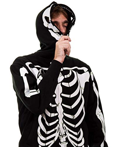 Calhoun Men's Glow in The Dark Skeleton Costume Zip Hoodie (Black, Large) - Image 5