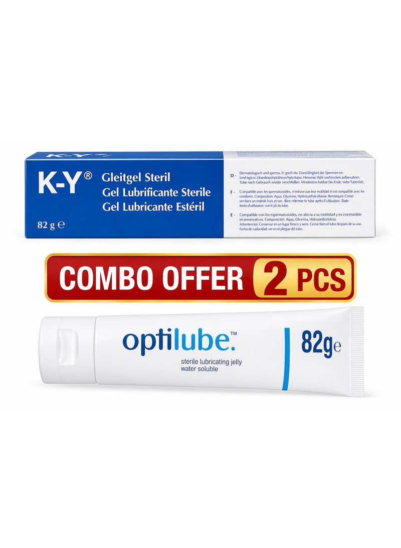 K-Y Jelly + Optilube Sterile Lubricant Gel | Water-Based | 82g x 2 PCS Combo Pack
