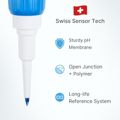 Apera Instruments Premium-Series PH60S Food pH Pocket Tester Kit, Swiss Spear pH Electrode, ±0.01 pH Accuracy, -2.00-16.00 pH Range (AI313) - Image 4
