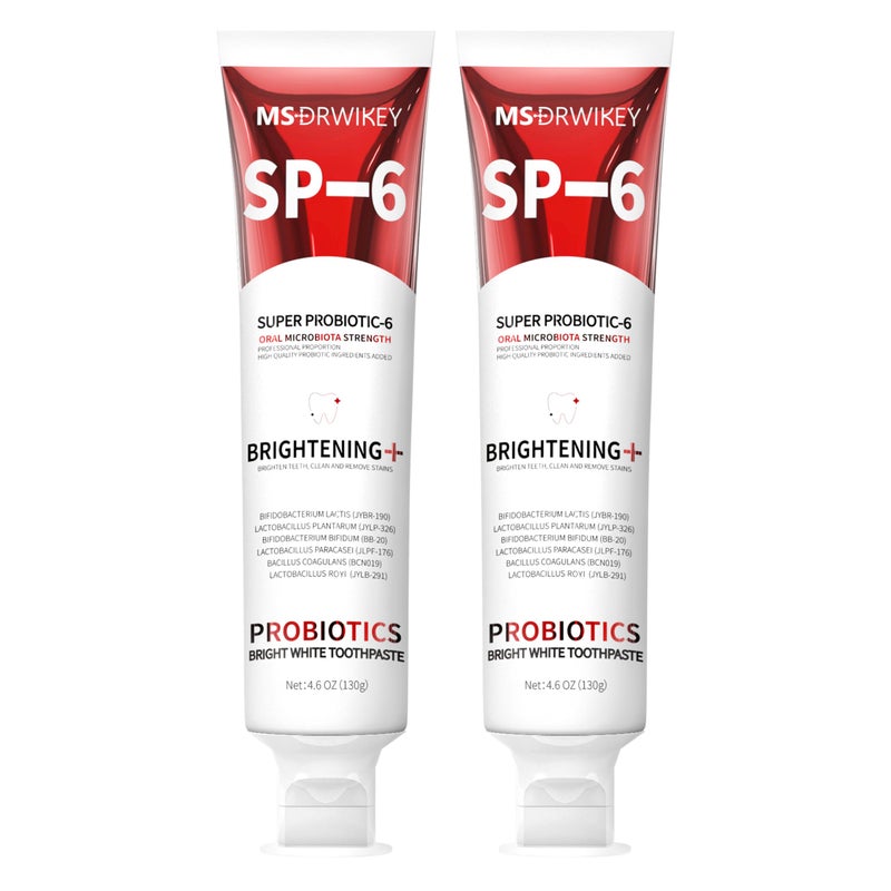 MSDRWIKEY SP-6 Probiotic Whitening Toothpaste - Enhanced Formula with 6 Probiotics for Teeth Whitening and Gum Health - Enamel-Safe, Fluoride-Free, Fresh Mint Flavor, 4.6oz (2) - Image 1