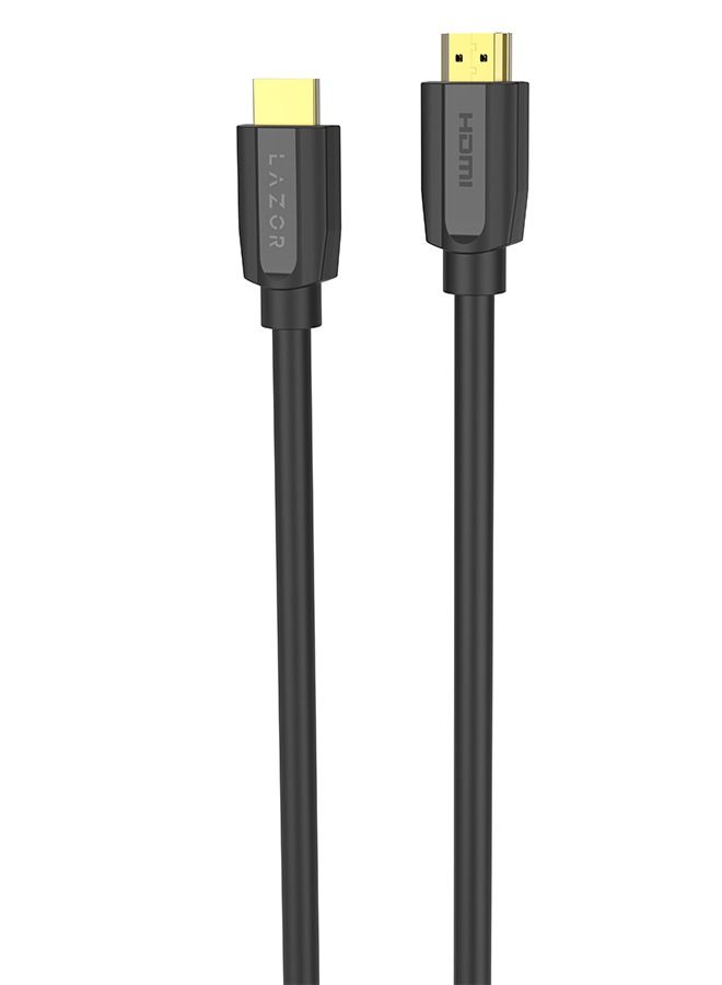 Lazor HDMI Cable 2.0 24K Gold-Plated Connectors  4K 50/60Hz Ultra HD 3D 4k HDMI Cord Braided HD02 Black- 1m - Image 3