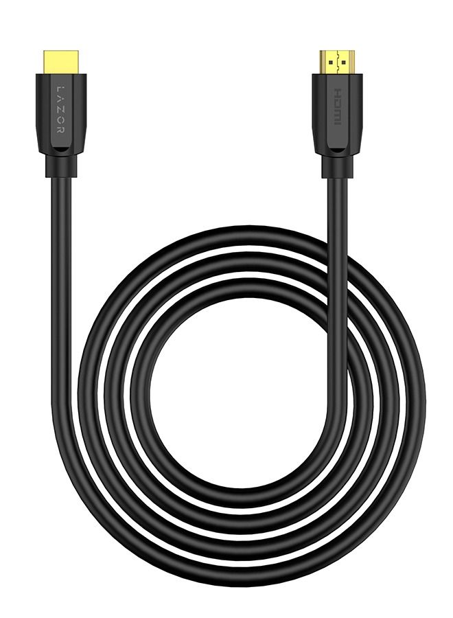 Lazor HDMI Cable 2.0 24K Gold-Plated Connectors  4K 50/60Hz Ultra HD 3D 4k HDMI Cord Braided HD02 Black- 1m - Image 1