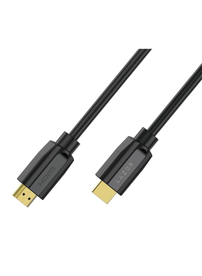 Lazor HDMI Cable 2.0 24K Gold-Plated Connectors  4K 50/60Hz Ultra HD 3D 4k HDMI Cord Braided HD02 Black- 1m - Image 2