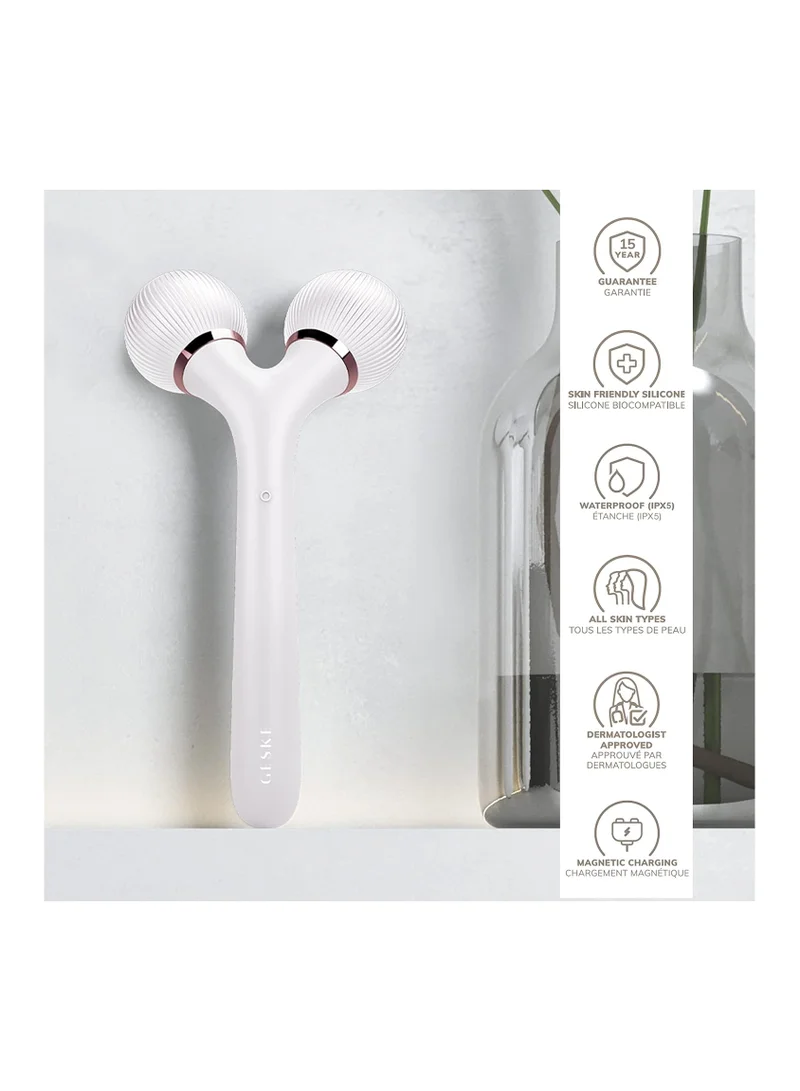 GESKE SmartAppGuided Sonic Facial & Body Roller 4 in 1 Device for Face and Body Dermaroll Professional Face Roller Tightens and Defines Body and Face, Starlight