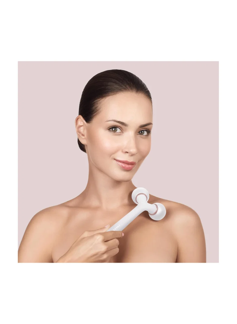 GESKE SmartAppGuided Sonic Facial & Body Roller 4 in 1 Device for Face and Body Dermaroll Professional Face Roller Tightens and Defines Body and Face, Starlight
