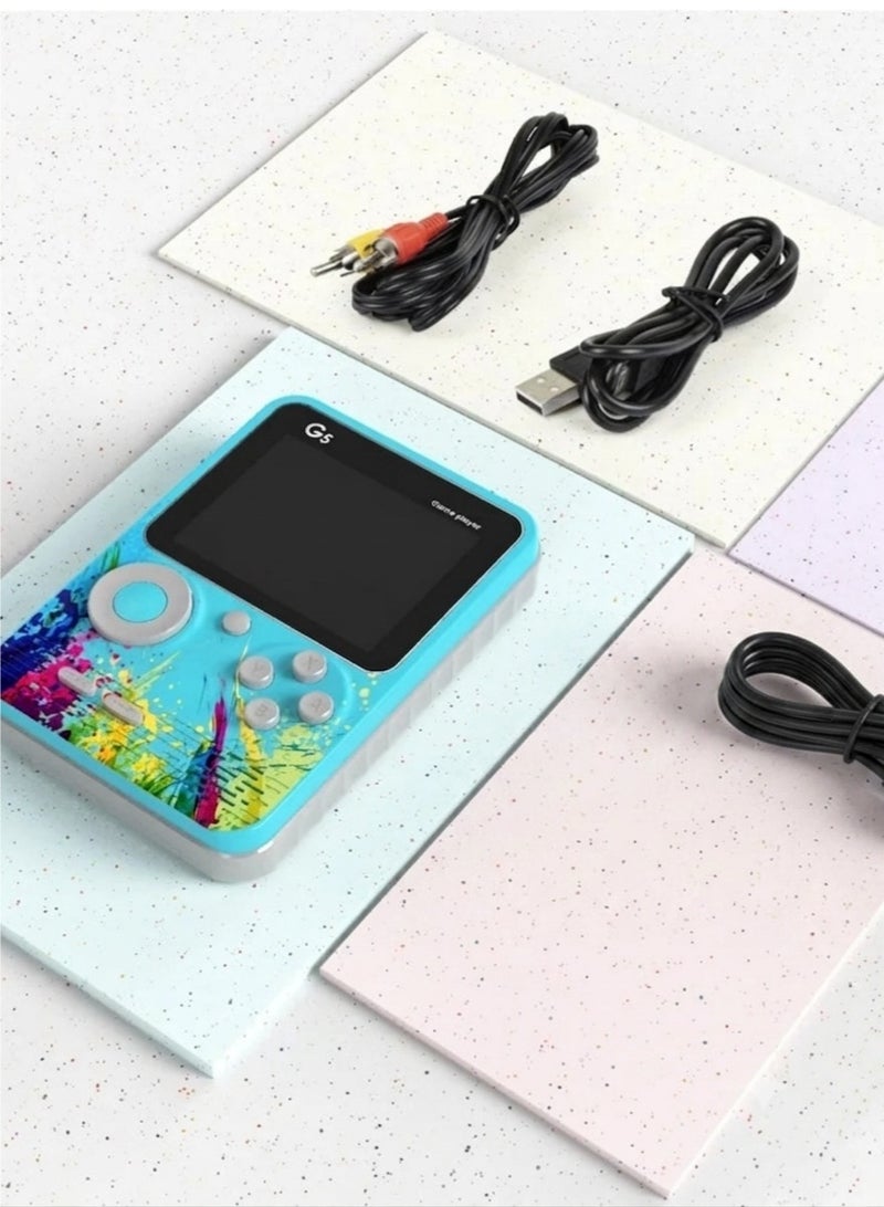 G5 Handheld Game Console with 3.0-inch Color Screen, Blue Graffiti, 500 Retro Games - Image 3