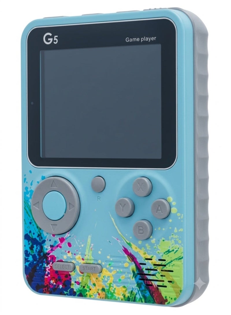 G5 Handheld Game Console with 3.0-inch Color Screen, Blue Graffiti, 500 Retro Games - Image 1