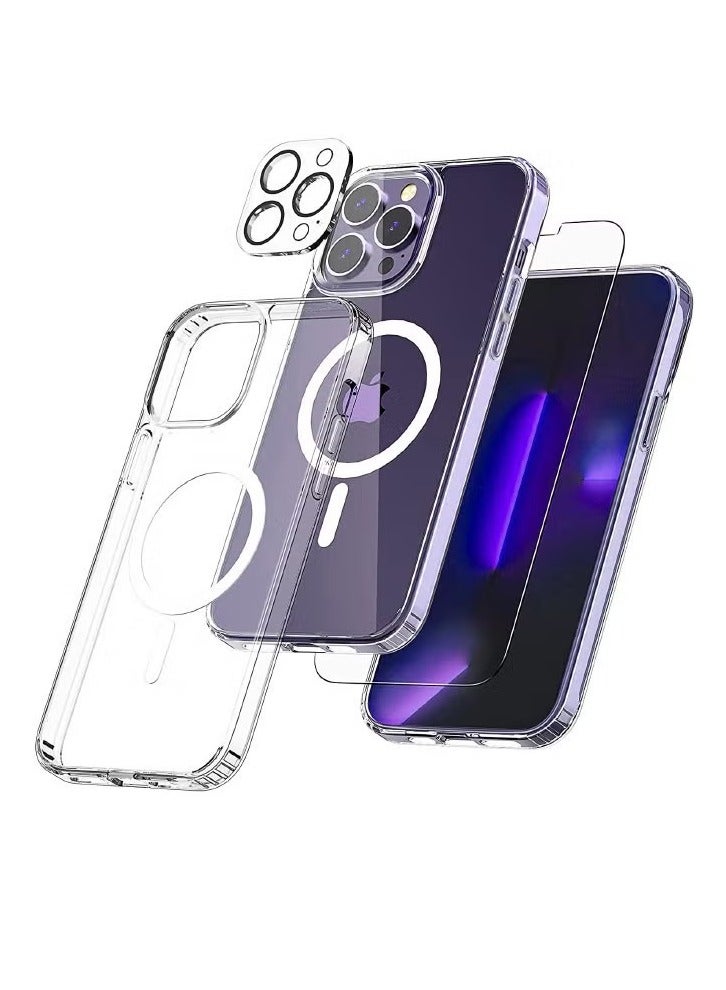 بورتوني غطاء حماية لهاتف iPhone 16 Pro Max Magsafe مع زجاج مقسى 9H + واقي عدسة الكاميرا، غطاء خلفي مغناطيسي رفيع للغاية مقاوم للخدش ومقاوم للإصفرار لهاتف iPhone 16 Pro Max 2023 - Image 1