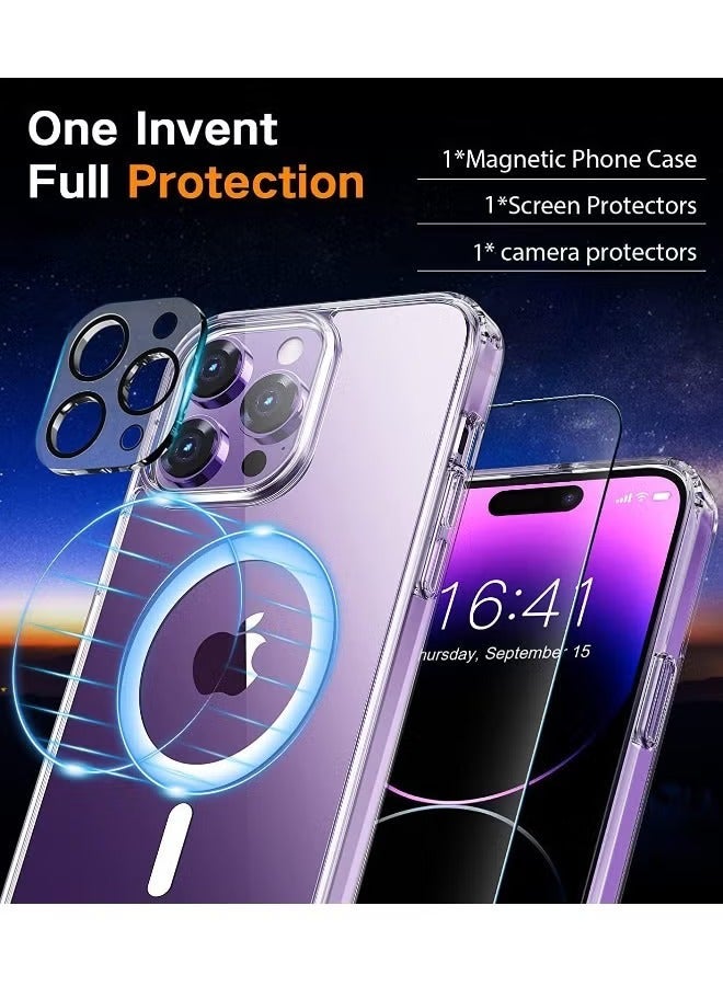 بورتوني غطاء حماية لهاتف iPhone 16 Pro Max Magsafe مع زجاج مقسى 9H + واقي عدسة الكاميرا، غطاء خلفي مغناطيسي رفيع للغاية مقاوم للخدش ومقاوم للإصفرار لهاتف iPhone 16 Pro Max 2023 - Image 2