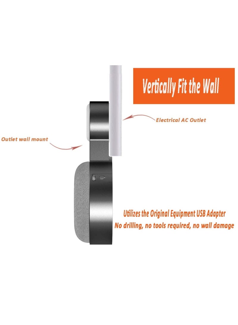 KASTWAVE Google Nest Mini Wall Mount Holder (2nd Gen), Google Nest Mini Speaker Stand with Cord Management, Outlet Wall Mount Accessories for Nest Mini VSpeaker (Black, 2 Pack) - Image 2