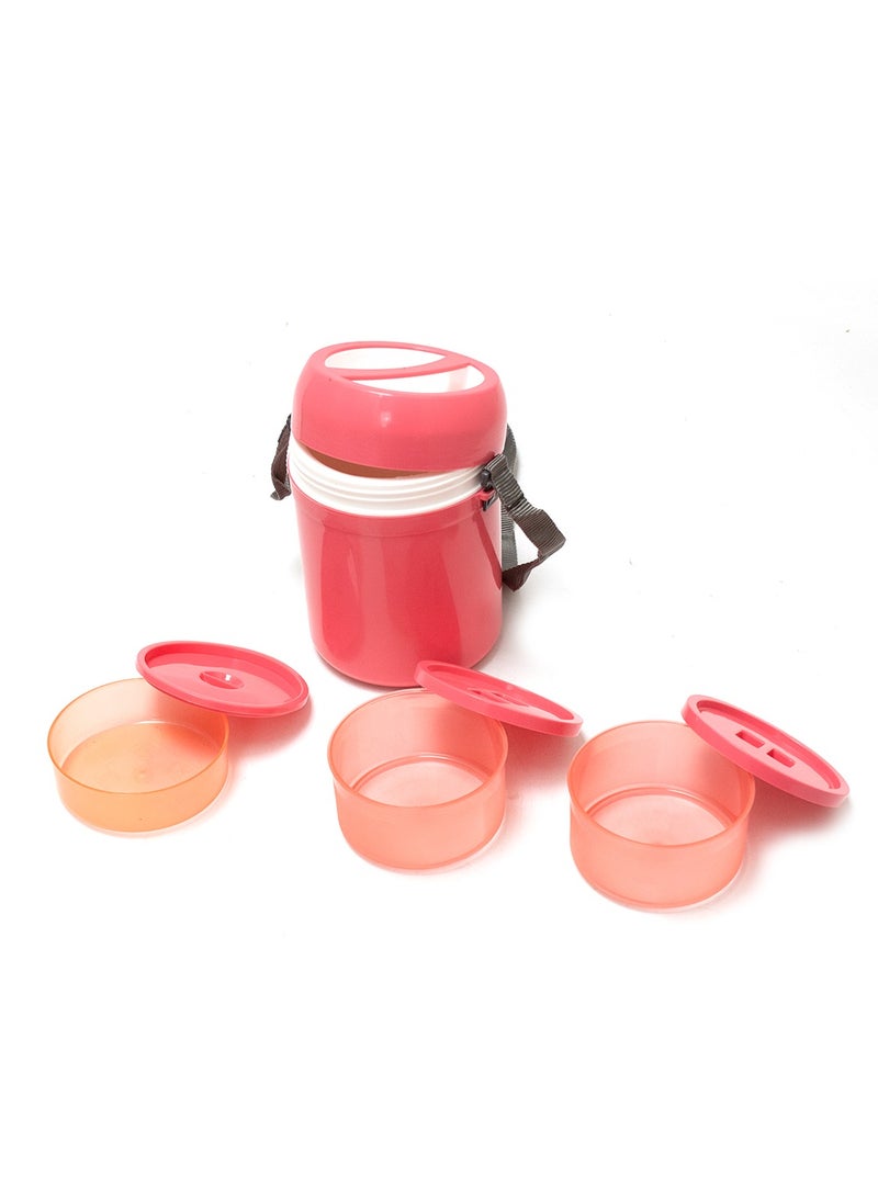 Asian BPA-Free Plastic Pink Easy Meal 3 Tier Lunchbox with Adjustable Carrying Strap, Leak Proof Stackable Portable Bento Box Kids Asian Tiffin Carrier for School Picnic and Travel - Image 3