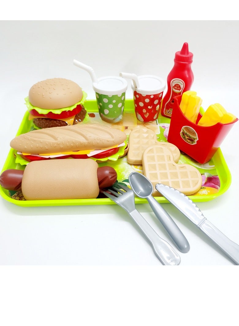 18-Piece Tableware Fast Food Pretend Play Set, Portable Lightweight Compact Sturdy And Durable Pretend - Image 2