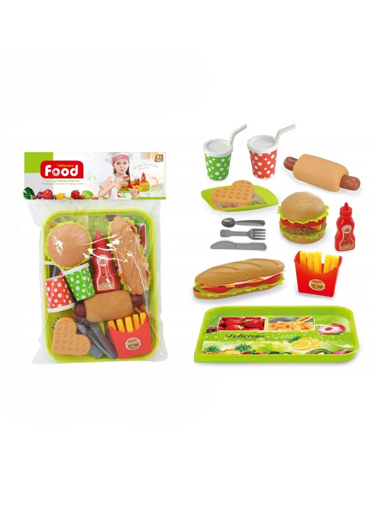 18-Piece Tableware Fast Food Pretend Play Set, Portable Lightweight Compact Sturdy And Durable Pretend - Image 3