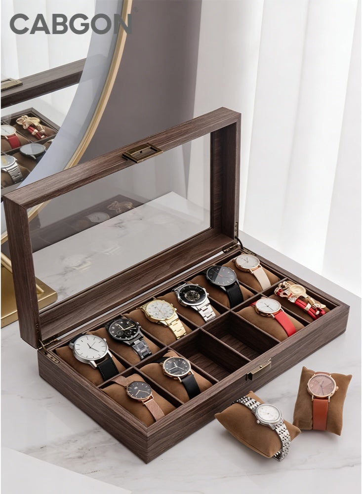 CABGON 12-Slot Luxury Watch Box for Men,Premium PU Leather Watch Organizer Box - Image 1