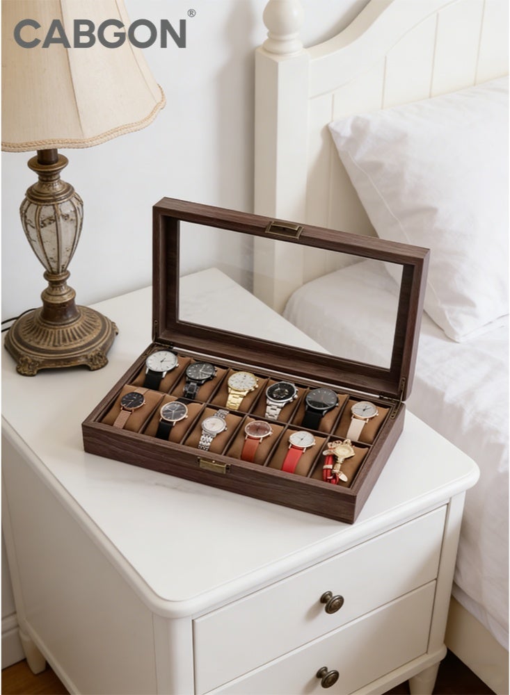 CABGON 12-Slot Luxury Watch Box for Men,Premium PU Leather Watch Organizer Box - Image 3