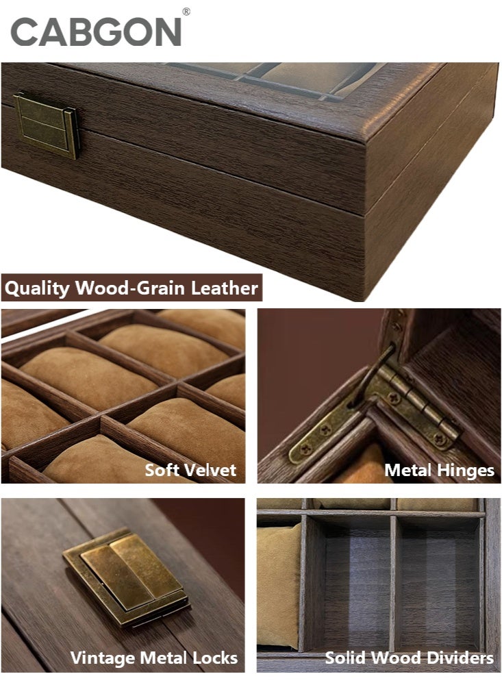 CABGON 12-Slot Luxury Watch Box for Men,Premium PU Leather Watch Organizer Box - Image 5