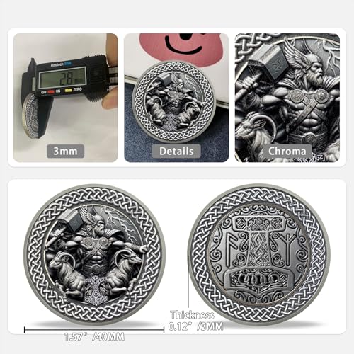 Imasoner Thor Viking Challenge Coin – Norse God with Mjölnir & Runes, Symbol of Strength, Protection & Inspiration Gift - Image 2