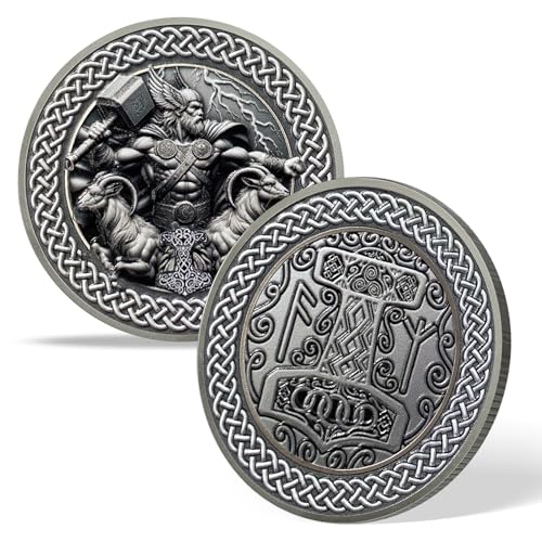 Imasoner Thor Viking Challenge Coin – Norse God with Mjölnir & Runes, Symbol of Strength, Protection & Inspiration Gift - Image 1