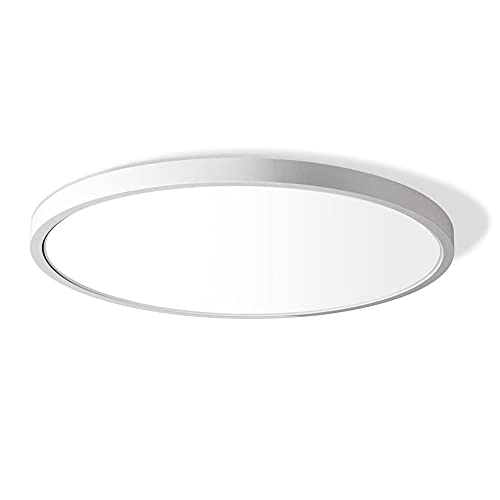 LightingWill 12 Inch LED Flush Mount Ceiling Light Fixture, 5000K Daylight White, 3200LM, 24W, Flat Modern Round Lighting Fixture, 240W Equivalent White Ceiling Lamp for Kitchens, Stairwells, Bedrooms.etc. - Image 1