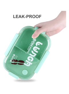 Excefore Bento Lunch Boxes 3 Compartment Green Bento Box with Fork and Spoon Leak Proof Bento Box Microwave Safe Wheat Straw Bento Lunch Containers BPA Free Bento Box for Kids Adults  - Image 2