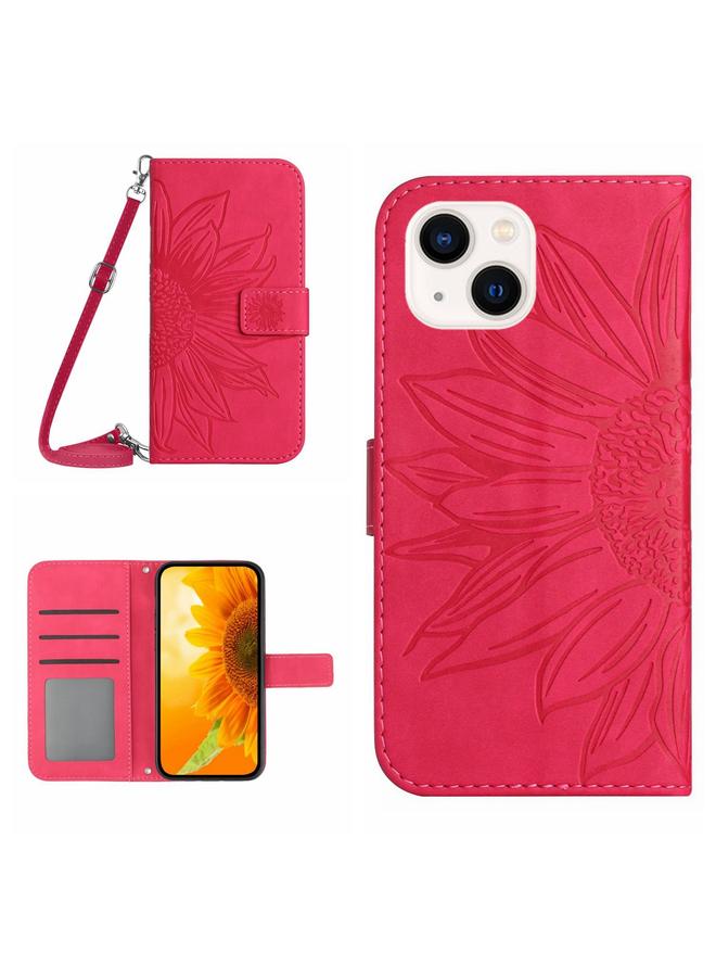 Zaboon Case For iPhone 13 mini Skin Feel Sun Flower Pattern Flip Leather Phone Case with Lanyard - Image 1