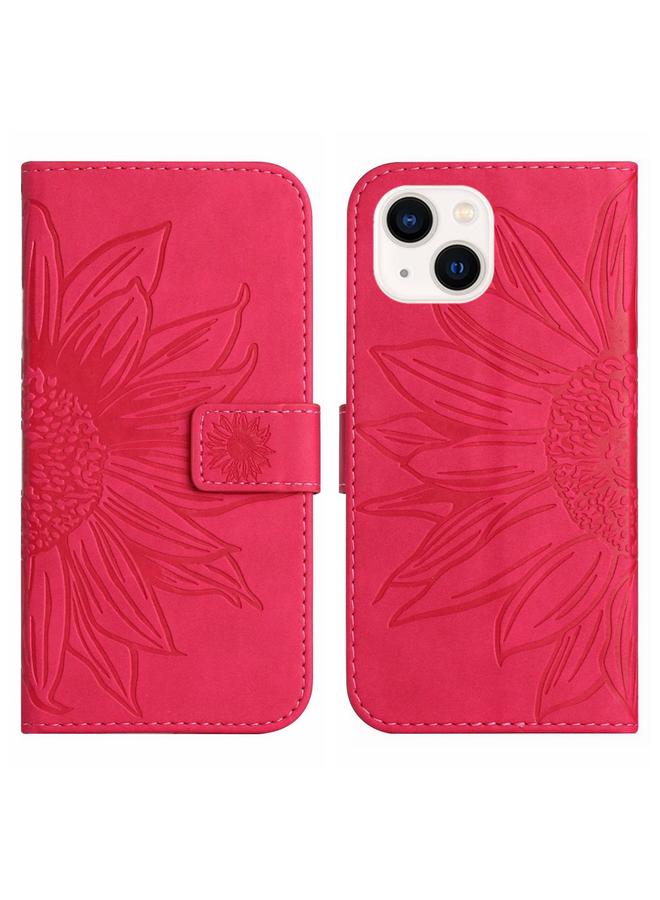 Zaboon Case For iPhone 13 mini Skin Feel Sun Flower Pattern Flip Leather Phone Case with Lanyard - Image 2
