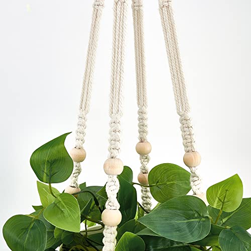 Mkono 2 Packs Fake Hanging Plant with Pot, Artificial Plants Macrame Plant Hanger Fake Vine Greenery for Bedroom Bathroom Home Office Decor - Image 5