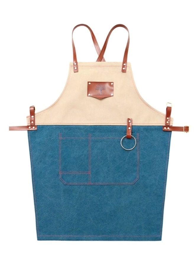 NIBEMINENT Waterproof Adjustable Strap Apron Blue/Beige/Brown 28 x 80centimeter - Image 1
