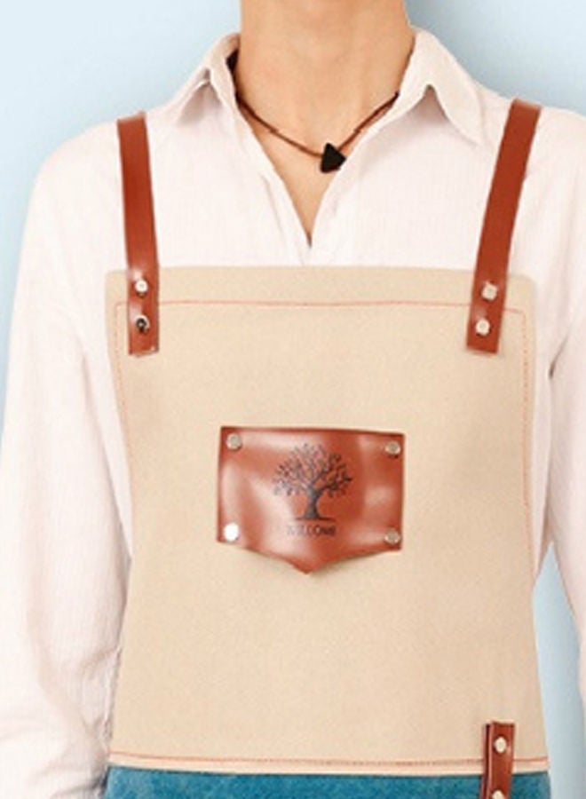 NIBEMINENT Waterproof Adjustable Strap Apron Blue/Beige/Brown 28 x 80centimeter - Image 2