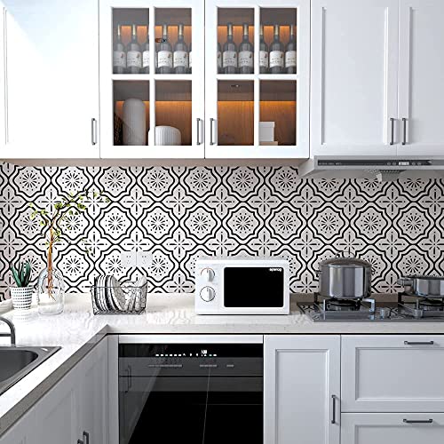 Sevalo Black White Peel and Stick Wallpaper Boho Contact Paper for Cabinets Black and White Geometric Contact Paper Self-Adhesive Removable Wallpaper Kitchen Drawer Liner Waterproof 17.5inW 78.7inL - Image 2