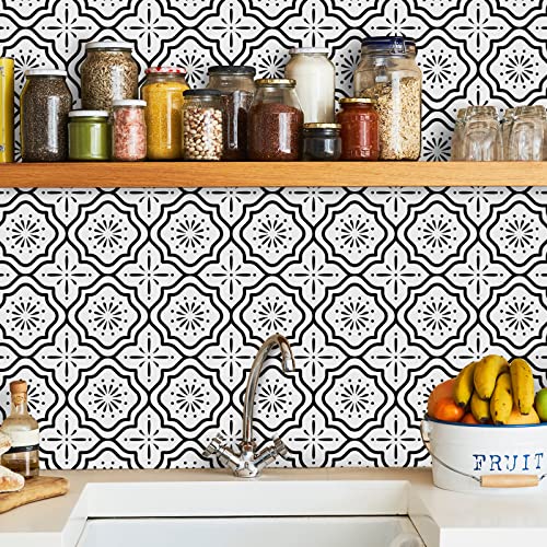 Sevalo Black White Peel and Stick Wallpaper Boho Contact Paper for Cabinets Black and White Geometric Contact Paper Self-Adhesive Removable Wallpaper Kitchen Drawer Liner Waterproof 17.5inW 78.7inL - Image 1